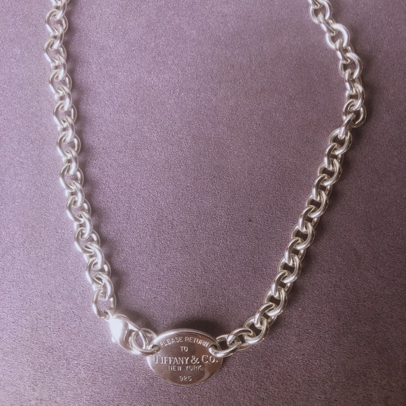 Tiffany & Co  Vintage Retun to Tiffany Oval Tag Necklace - Picture 1 of 8